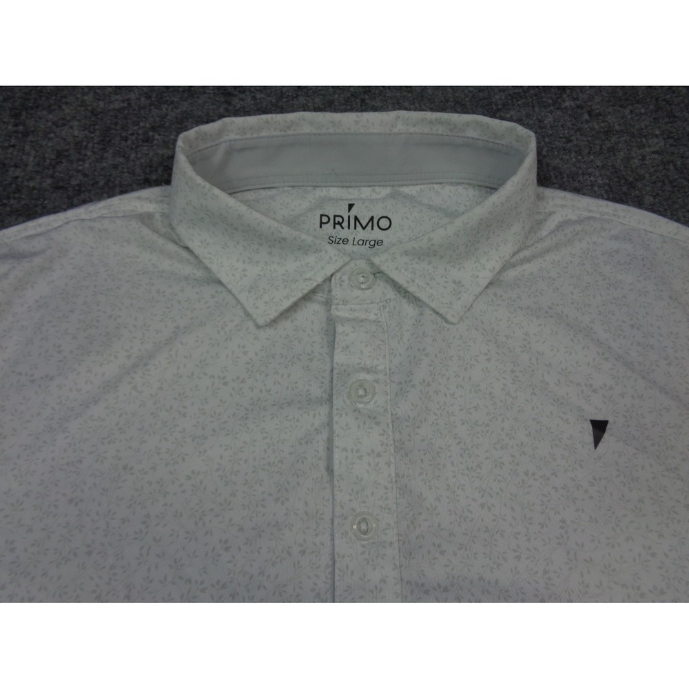 Primo Shirt Mens L White Gray Floral Performance Golf Athletic - Picture 7 of 13